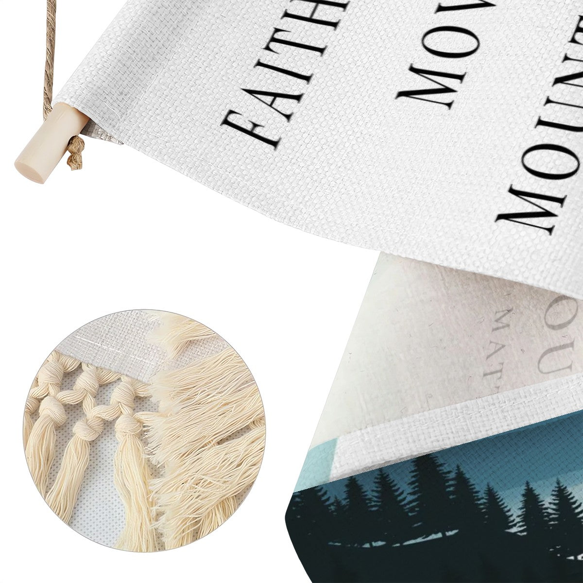 Faith Can Move Mountains | Matthew 17:20 | Hanging Linen Wall Banner