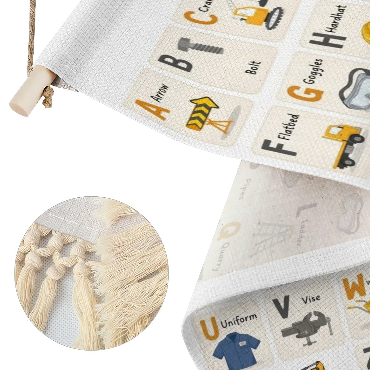 Construction Zone Alphabet Hanging Linen Banner