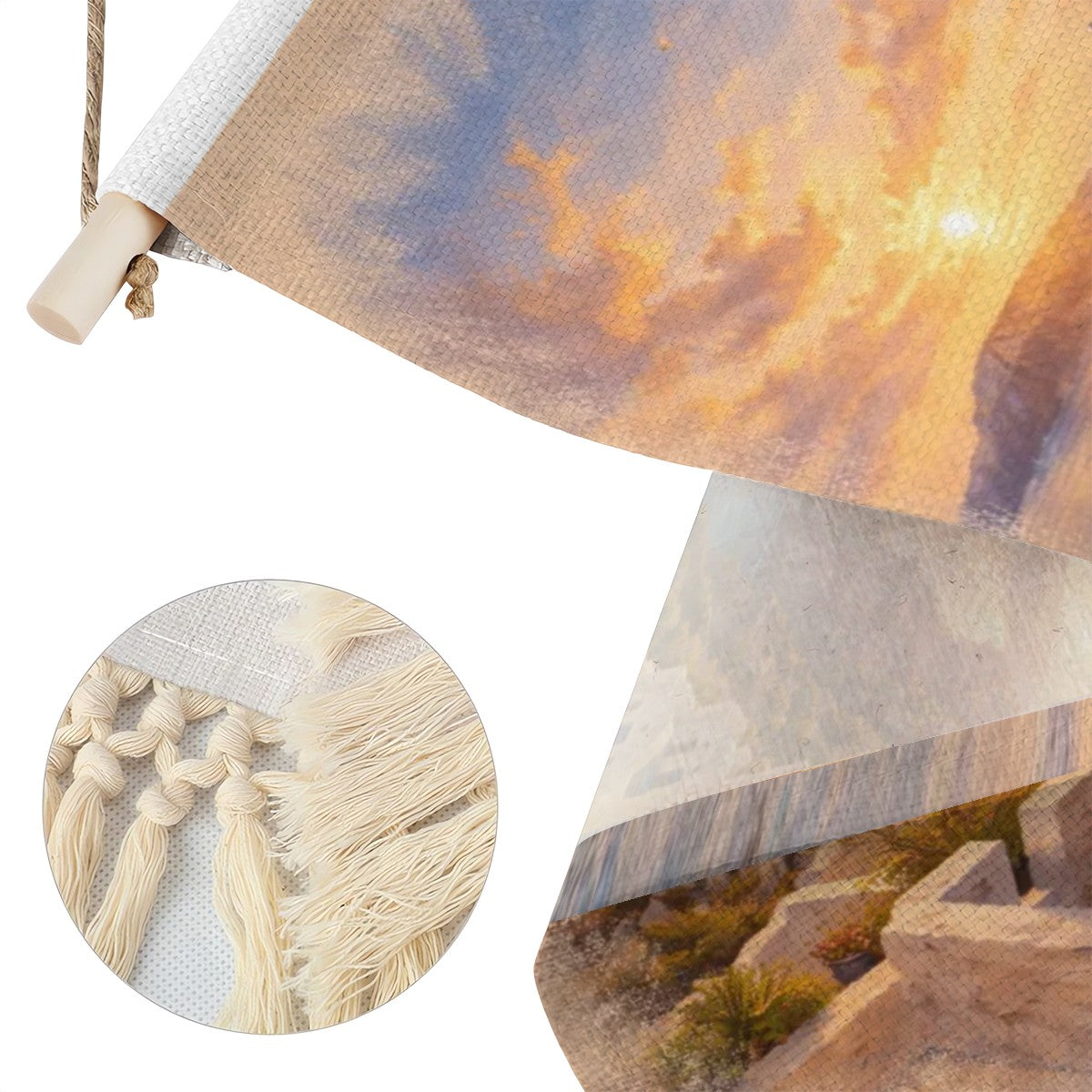 Santorini Cliffs Hanging Linen Banner