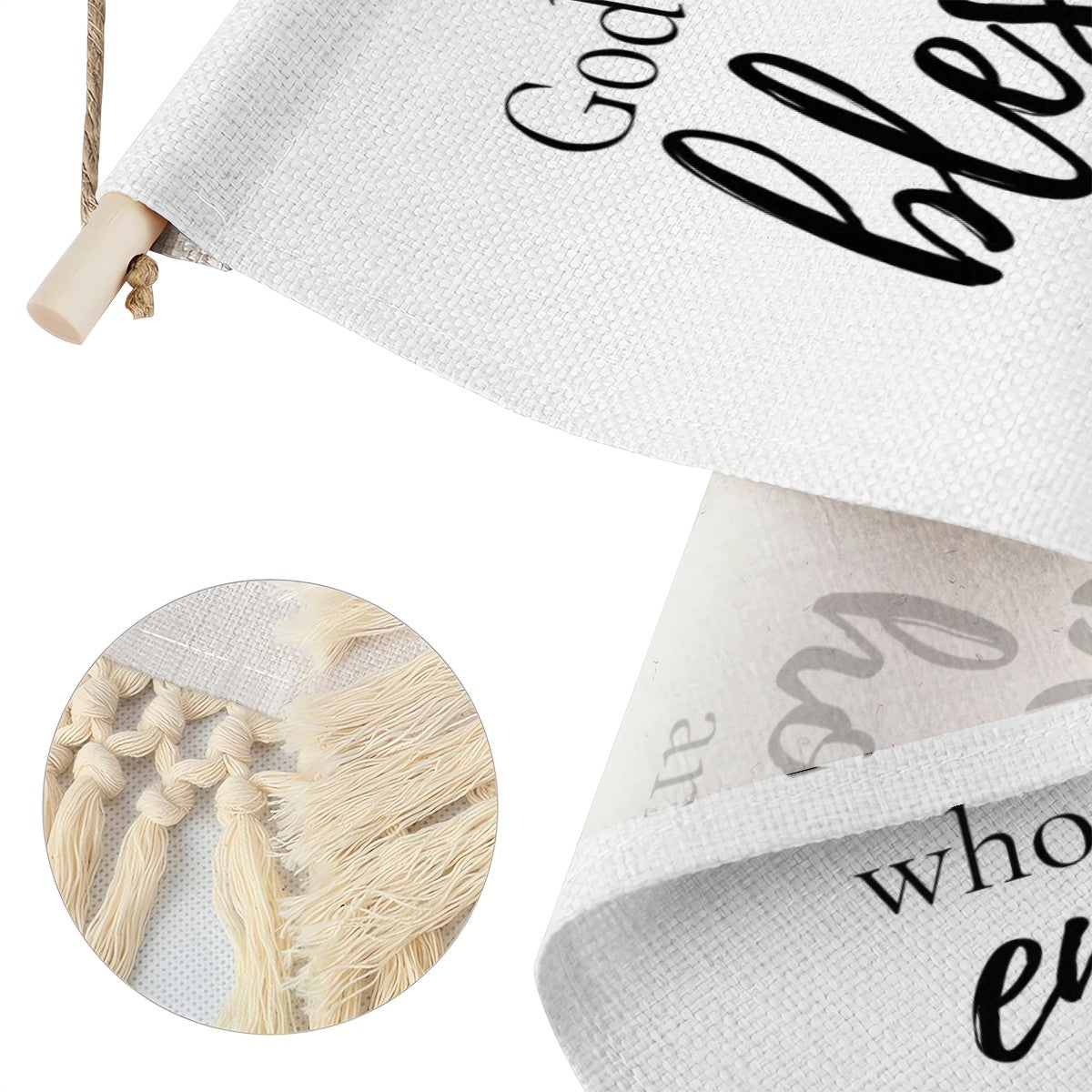 God Bless This Home And All Who Enter Hanging Linen Banner