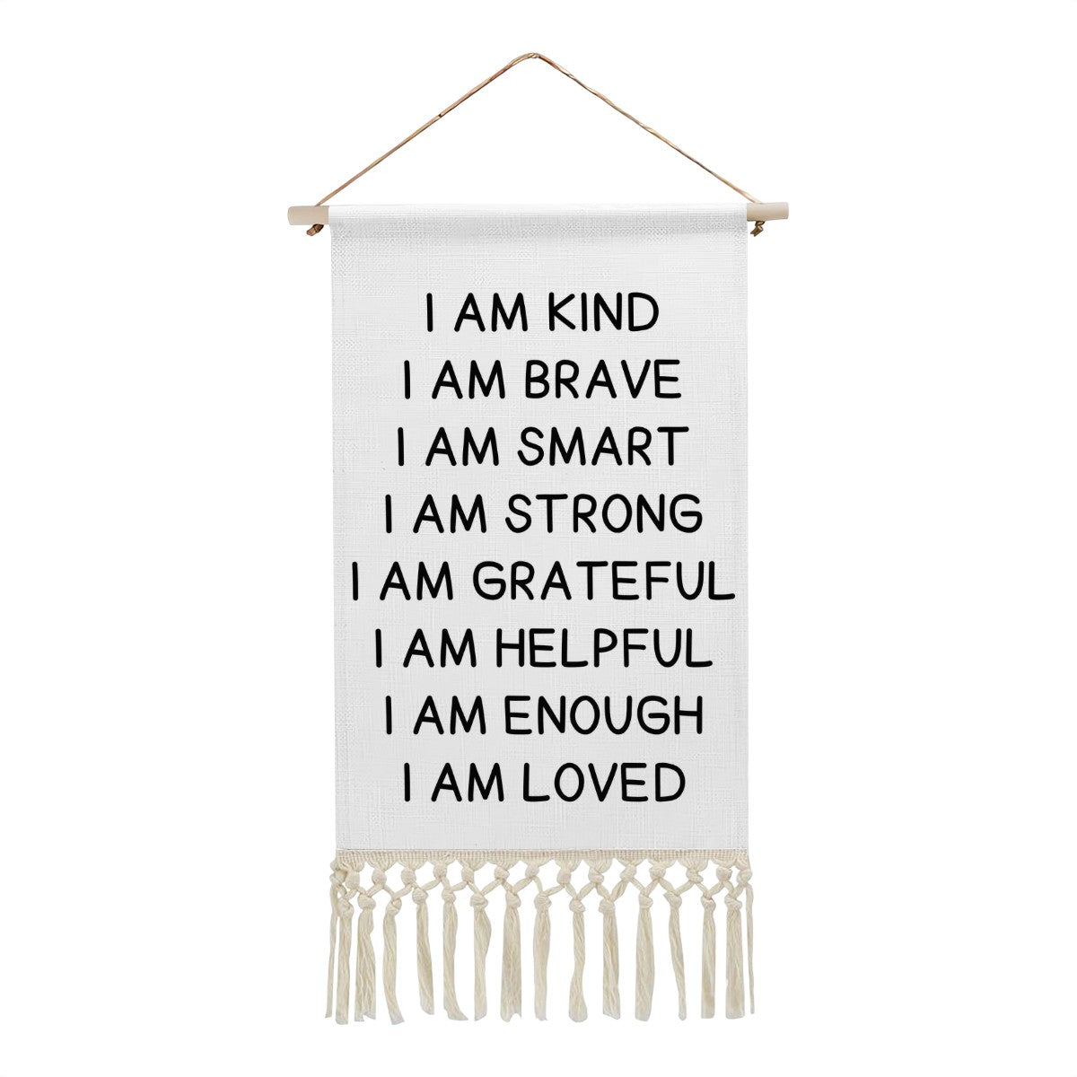 Positive Affirmations Hanging Linen Banner
