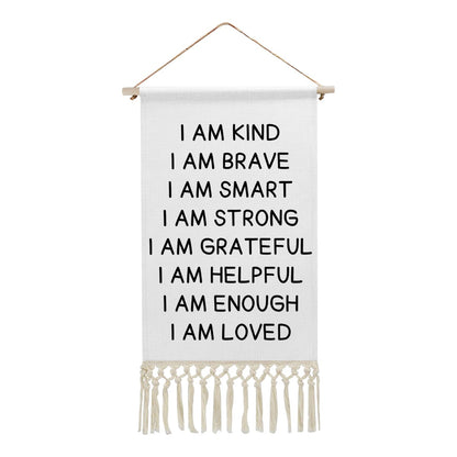 Positive Affirmations Hanging Linen Banner