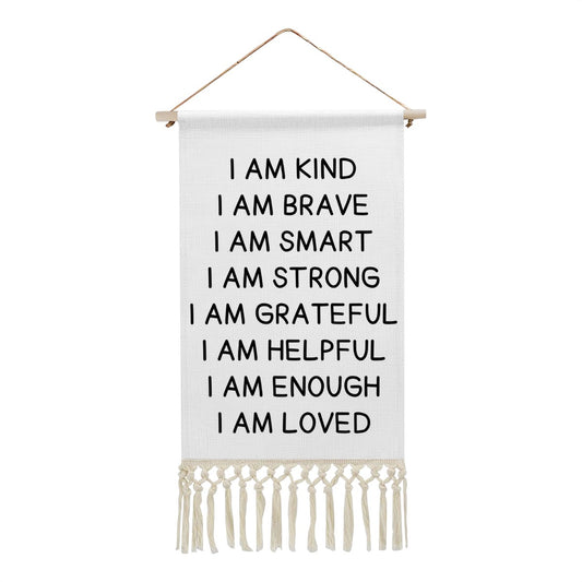 Positive Affirmations Hanging Linen Banner