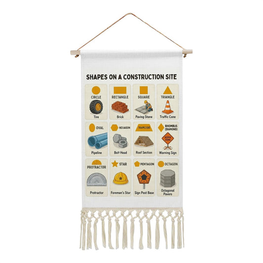 Construction Site Shapes Educational Linen Banner
