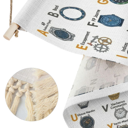 Watch Lover's Alphabet Hanging Linen Banner