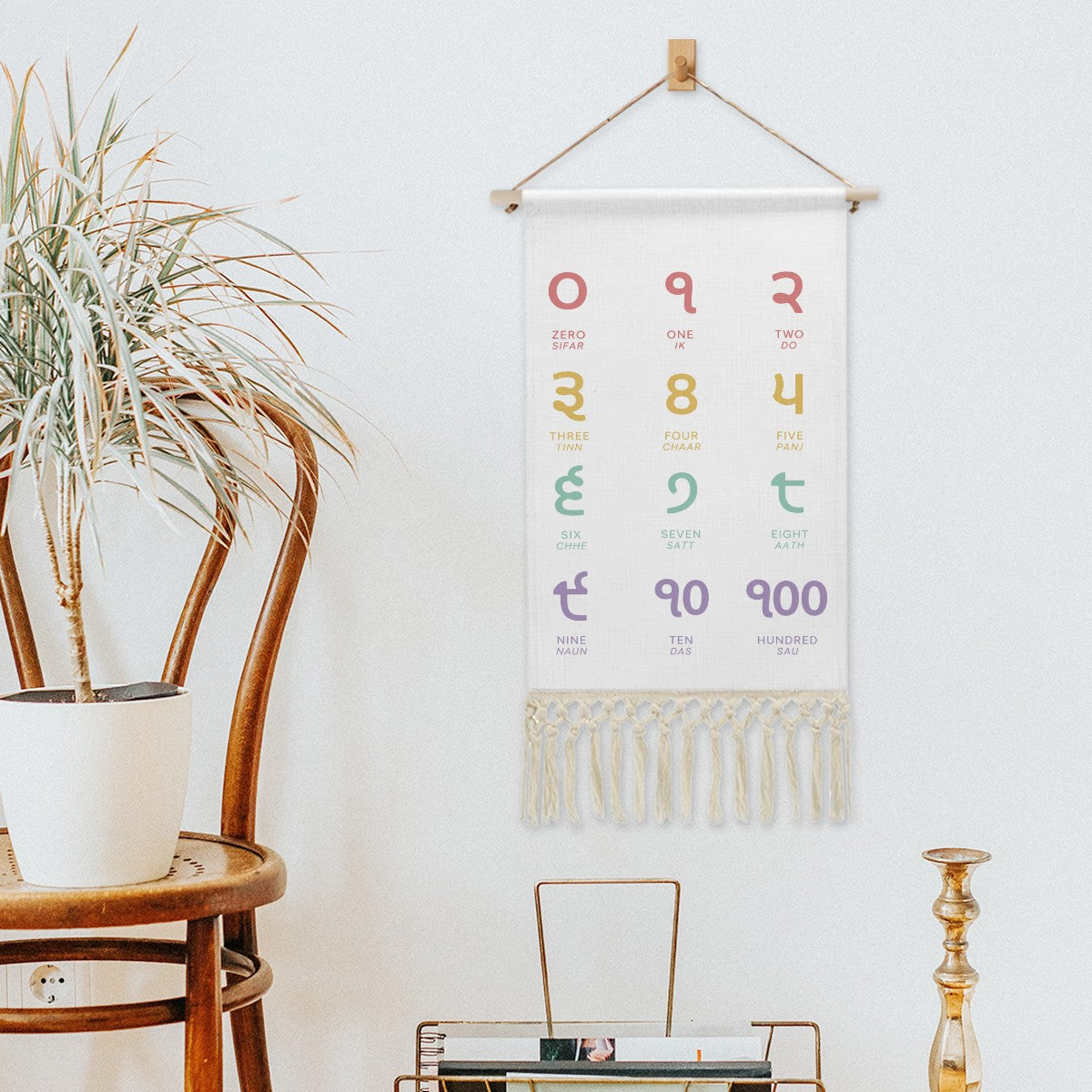Punjabi Numbers Hanging Linen Banner