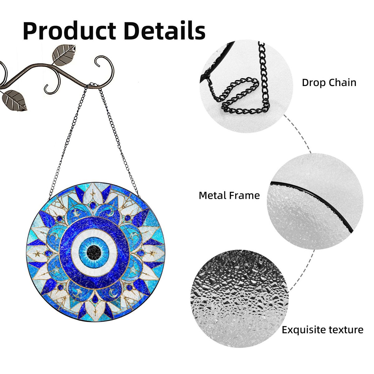 Nazar Evil Eye Suncatcher | Hand-Finished Glass Window Hanging