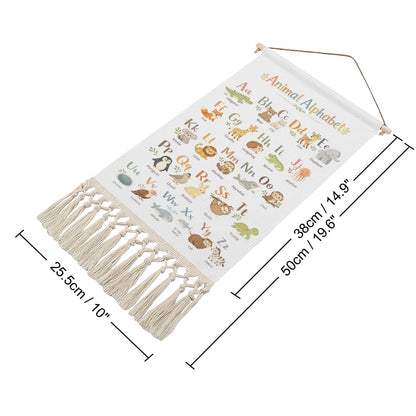 Animal Alphabet Hanging Linen Banner
