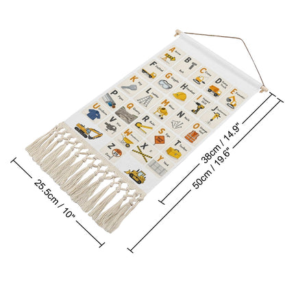 Construction Zone Alphabet Hanging Linen Banner