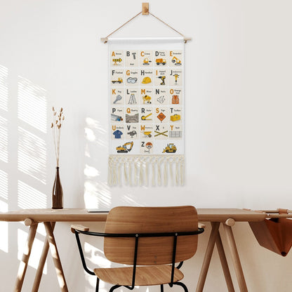 Construction Zone Alphabet Hanging Linen Banner