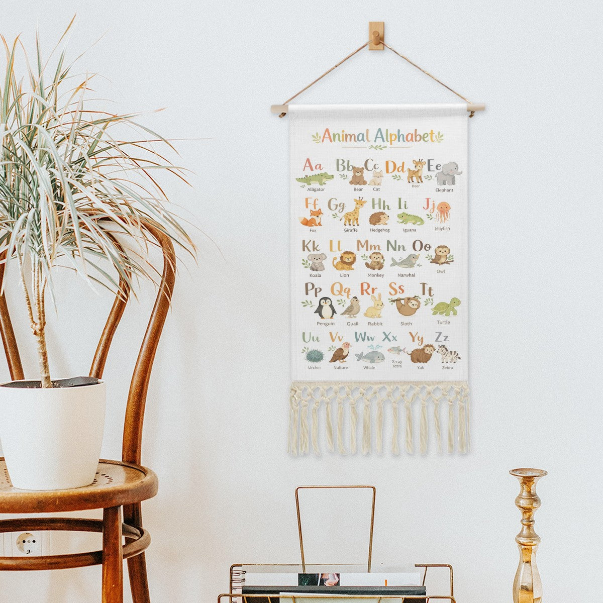 Animal Alphabet Hanging Linen Banner