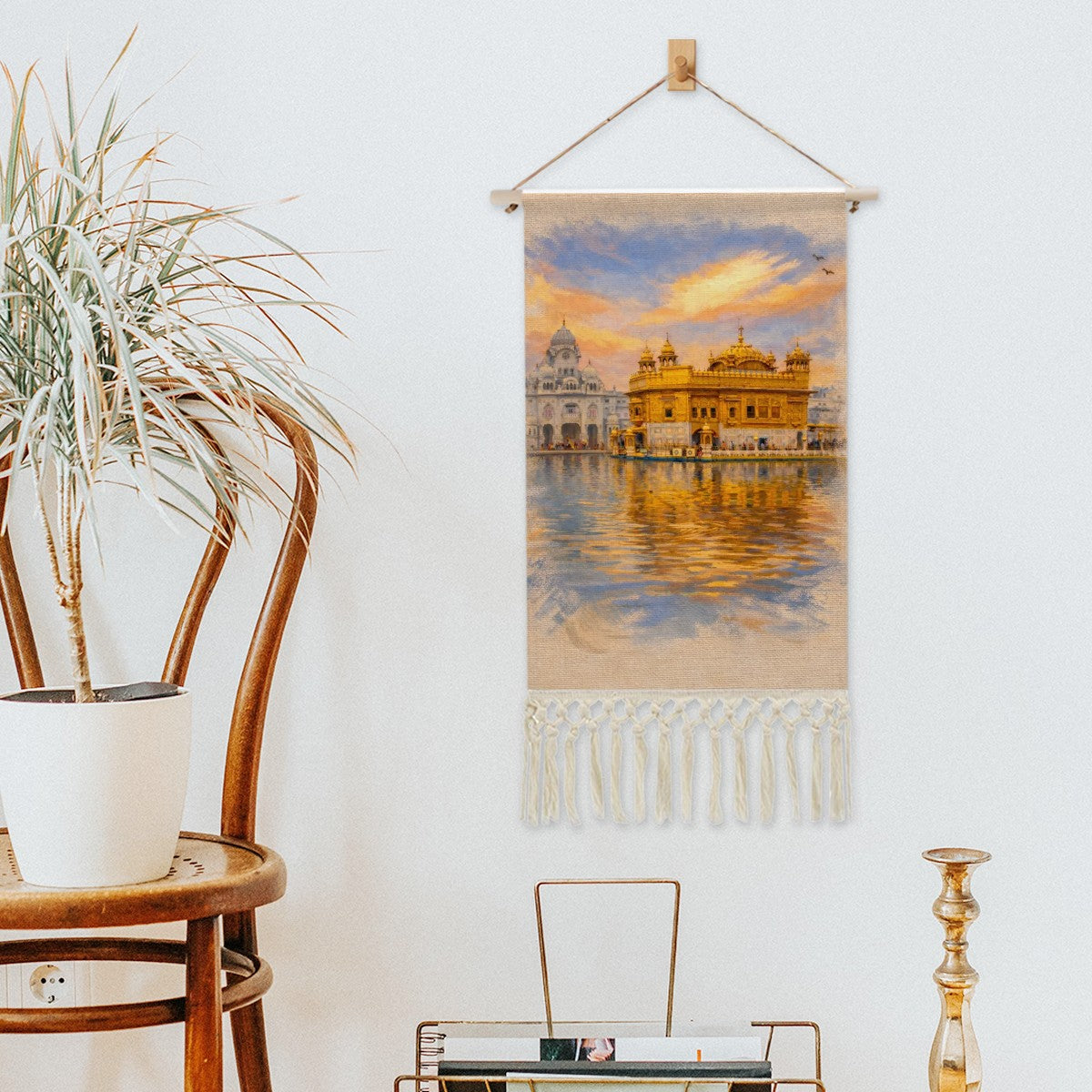 Golden Temple Hanging Linen Banner