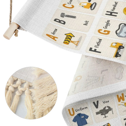 Construction Zone Alphabet Hanging Linen Banner
