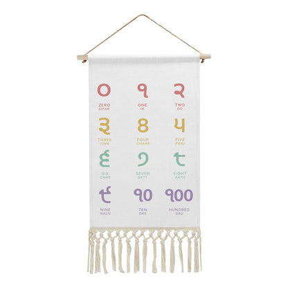 Punjabi Numbers Hanging Linen Banner