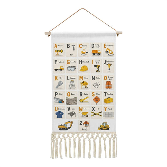 Construction Zone Alphabet Hanging Linen Banner
