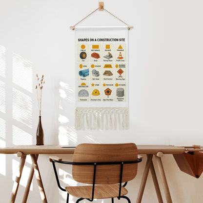 Construction Site Shapes Educational Linen Banner