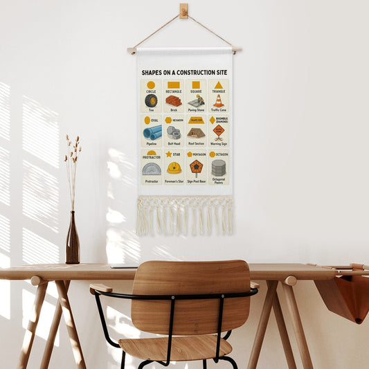 Construction Site Shapes Educational Linen Banner