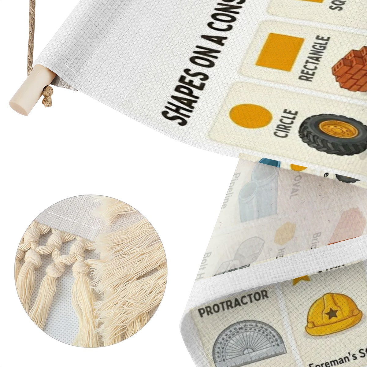 Construction Site Shapes Educational Linen Banner