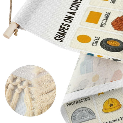 Construction Site Shapes Educational Linen Banner