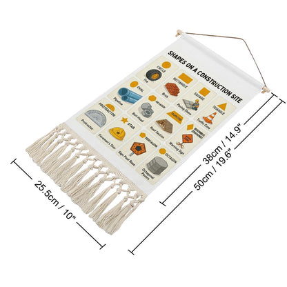 Construction Site Shapes Educational Linen Banner