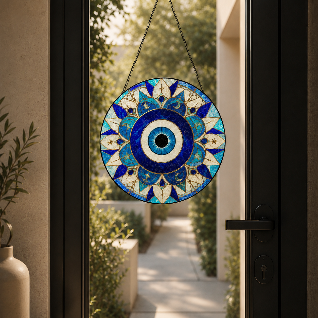 Nazar Evil Eye Suncatcher | Hand-Finished Glass Window Hanging