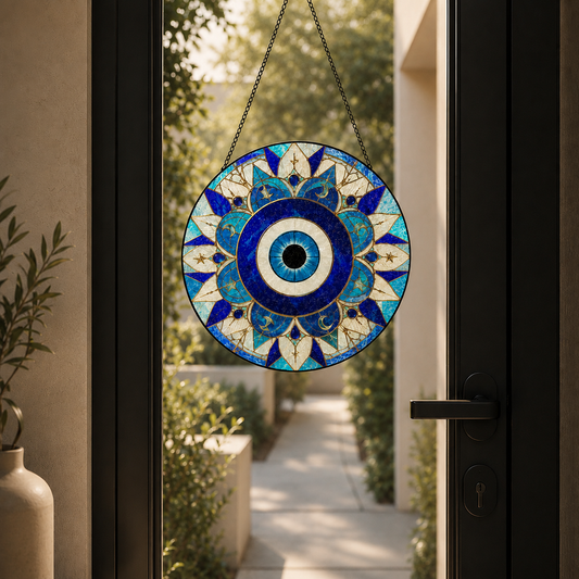 Nazar Evil Eye Suncatcher | Hand-Finished Glass Window Hanging