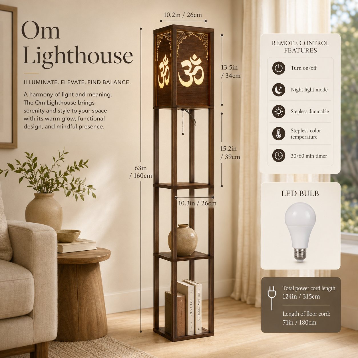 Om Spiritual Light Shelf