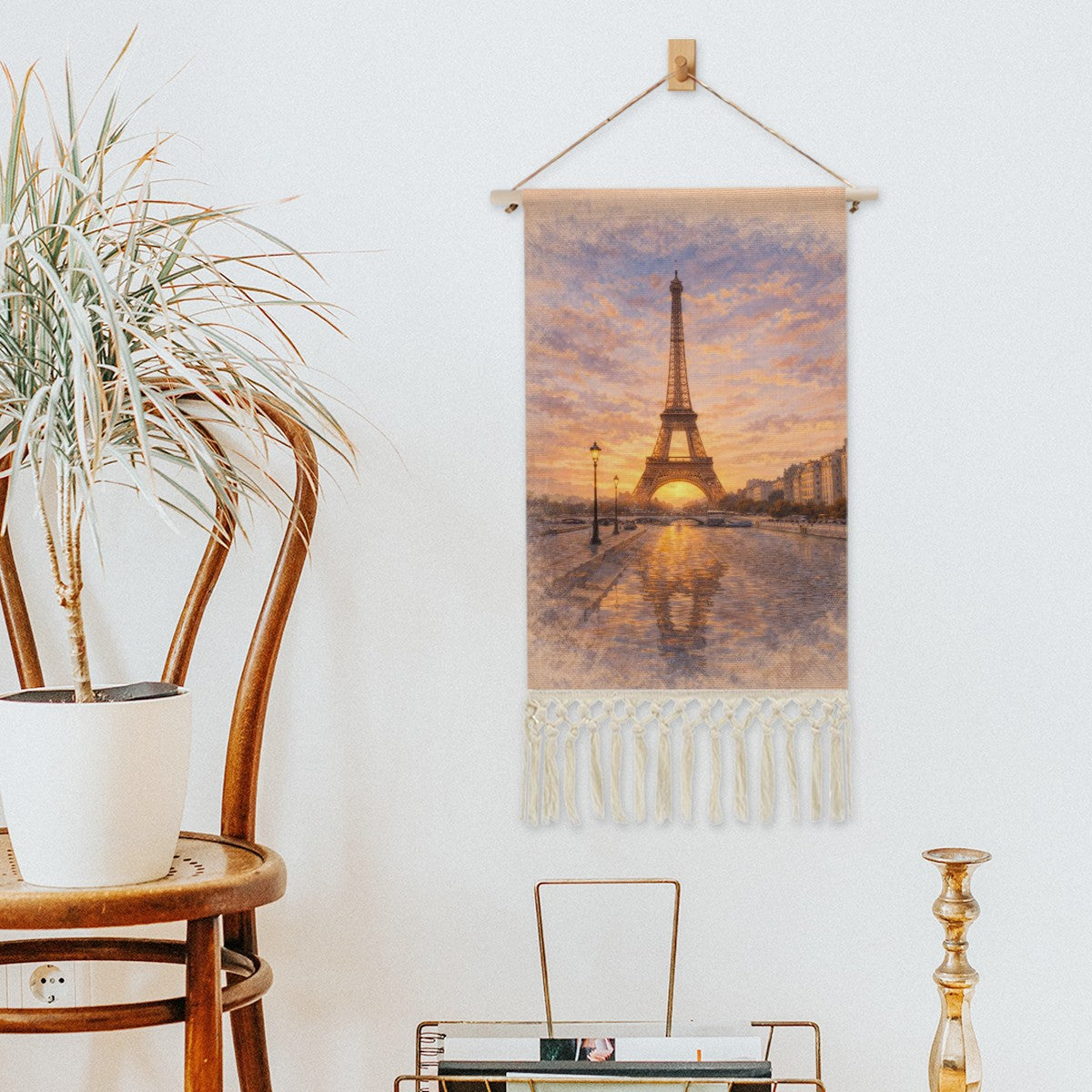 Eiffel Tower Hanging Linen Banner