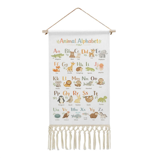 Animal Alphabet Hanging Linen Banner