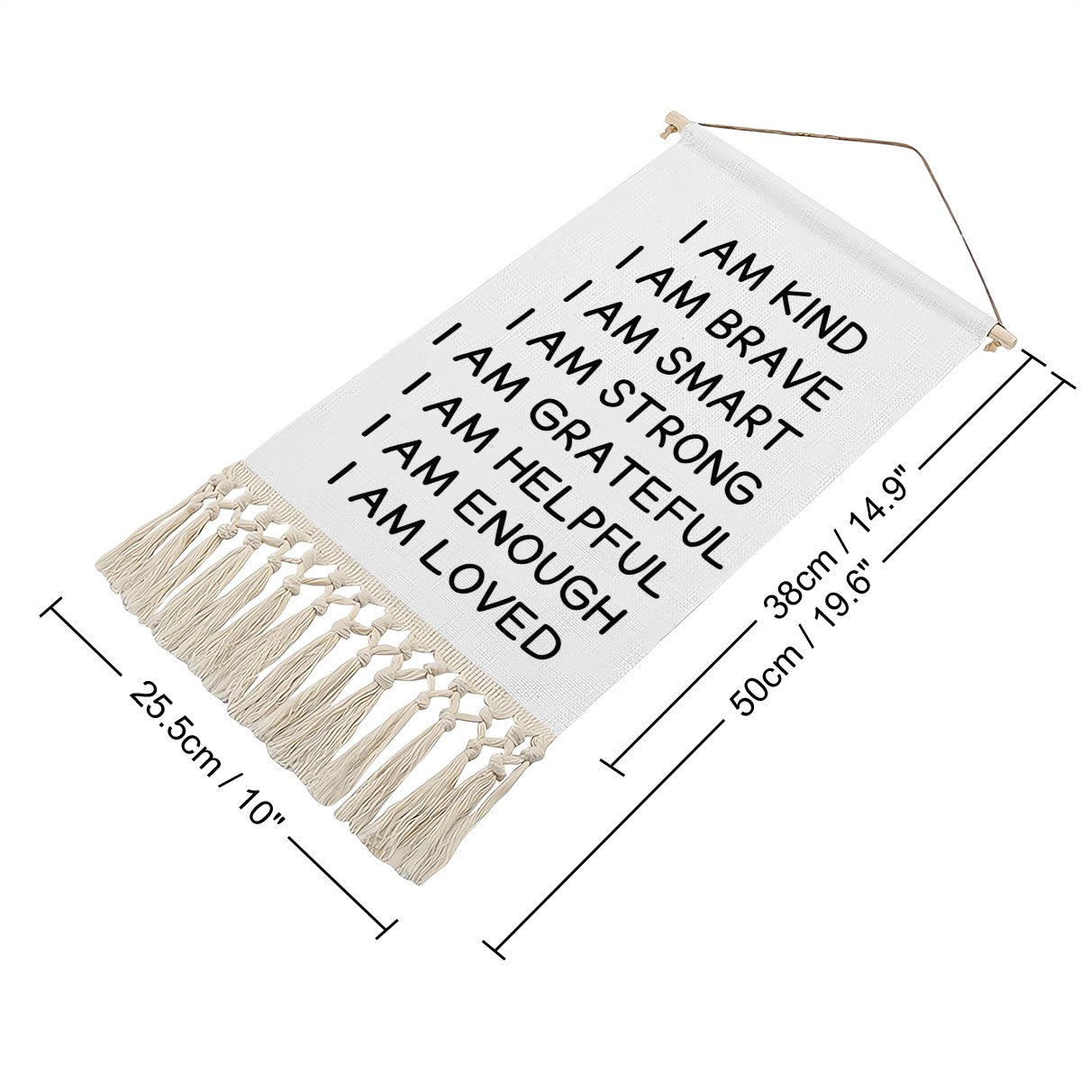 Positive Affirmations Hanging Linen Banner