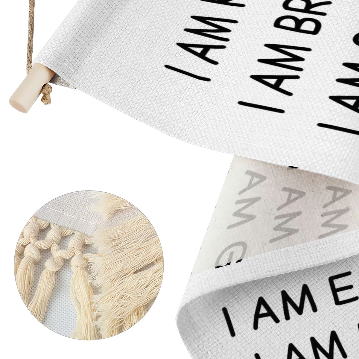 Positive Affirmations Hanging Linen Banner