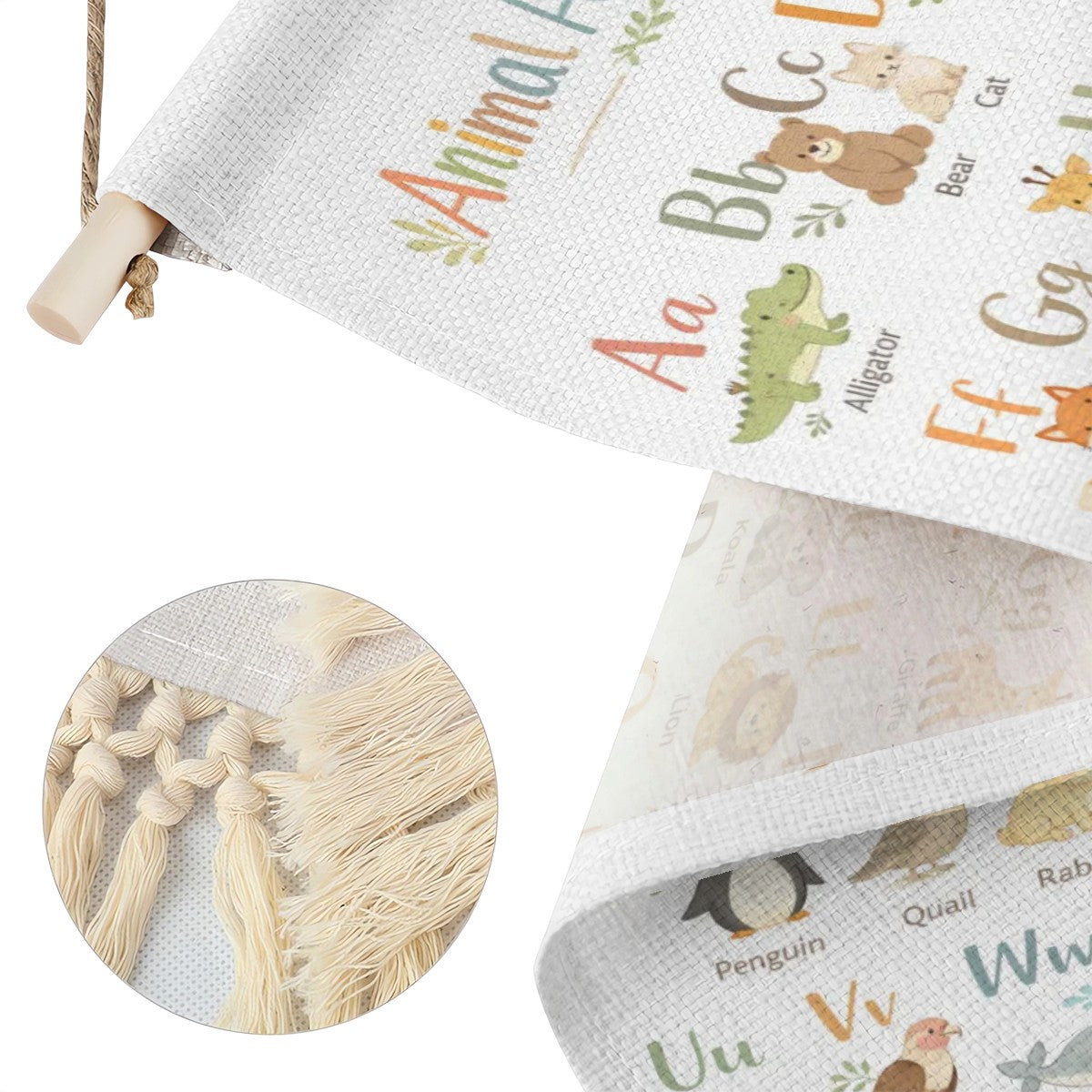 Animal Alphabet Hanging Linen Banner