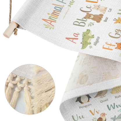 Animal Alphabet Hanging Linen Banner