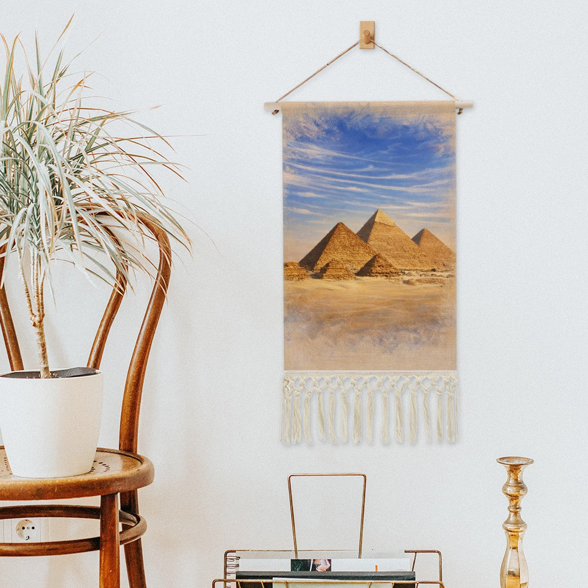 Hanging Faed Pyramid Sign The Great Pyramids Hanging Linen Banner – Studio Dove